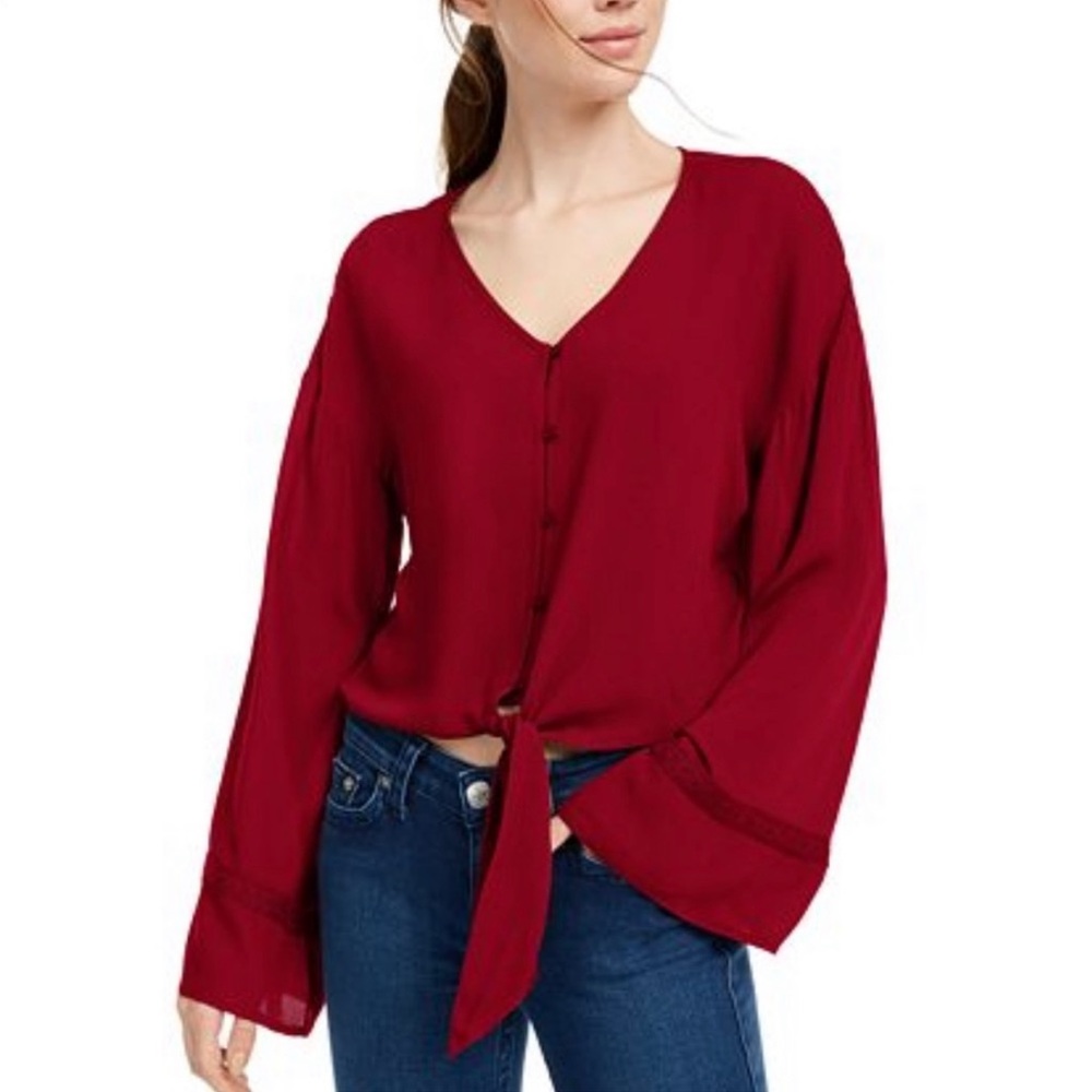 Freshman junior flare sleeve waist blouse women new size Xl